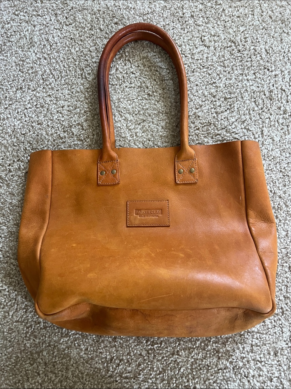 Parker Clay Cognac Leather Tote Bag